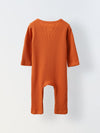 Spunkies Cotton Waffle Knit Solid Regular Casual Wear Romper Infant Full Sleeve Rust Soft Fabric