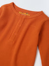 Spunkies Cotton Waffle Knit Solid Regular Casual Wear Romper Infant Full Sleeve Rust Soft Fabric