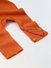 Spunkies Cotton Waffle Knit Solid Regular Casual Wear Romper Infant Full Sleeve Rust Soft Fabric