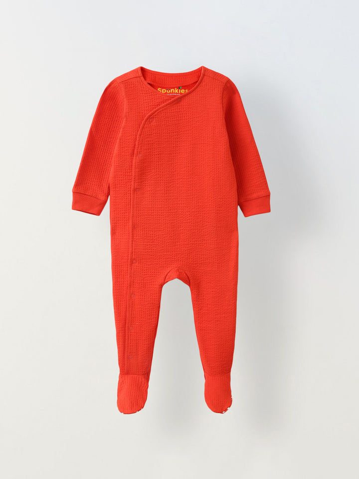 Spunkies Cotton Structure Knit Solid Regular Casual Wear Romper Infant Pack of 2