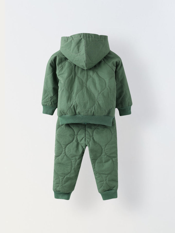 Trendy Green Unisex Set with Pullover, Woven Fabric & Hoodie Regular Fit