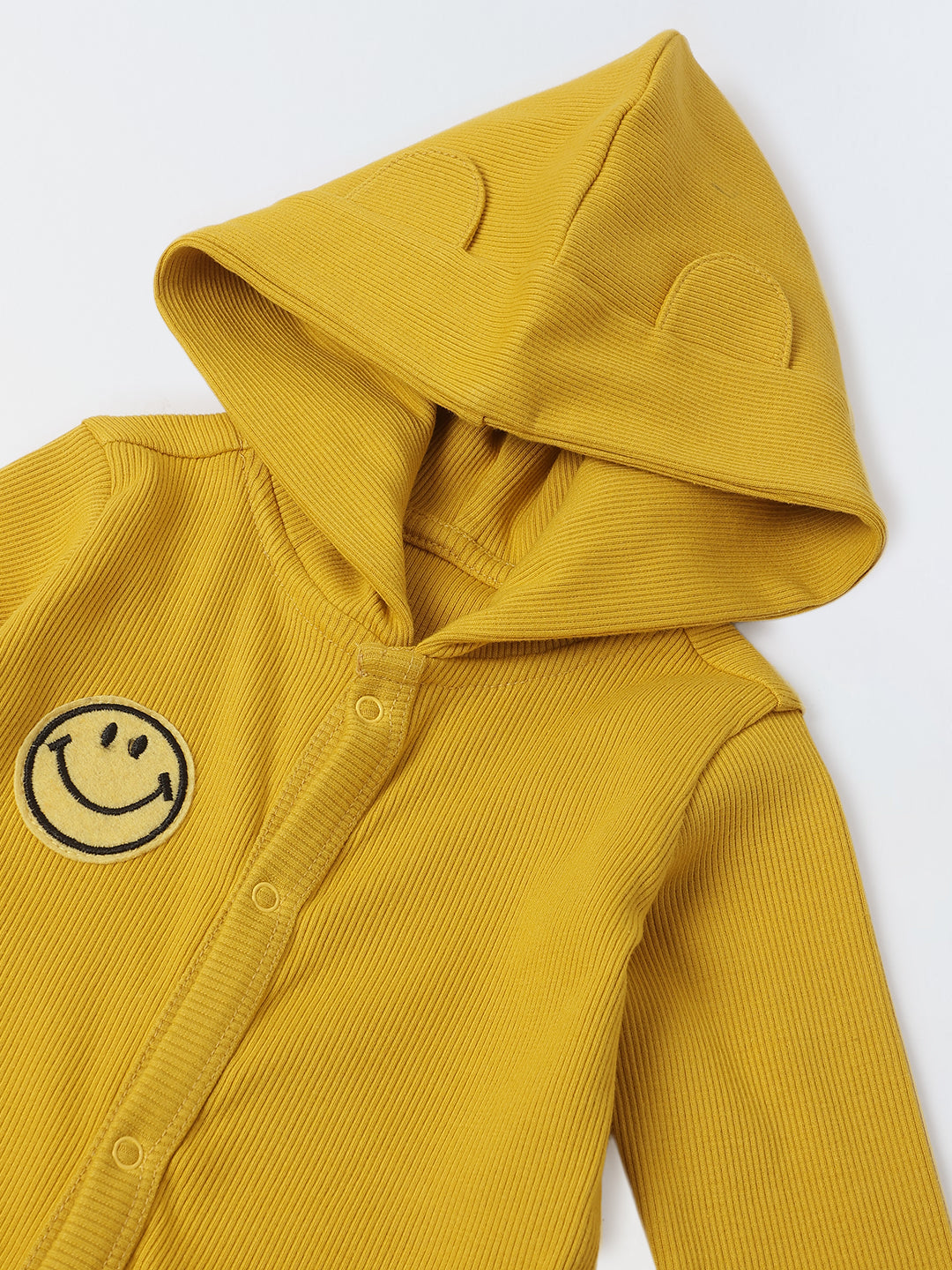 Infant Mustard Hooded Romper with Patch