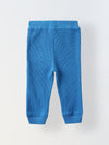 Spunkies Cotton Waffle Knit Solid Regular Casual Wear Set Infant Full Sleeve Blue Soft Fabric