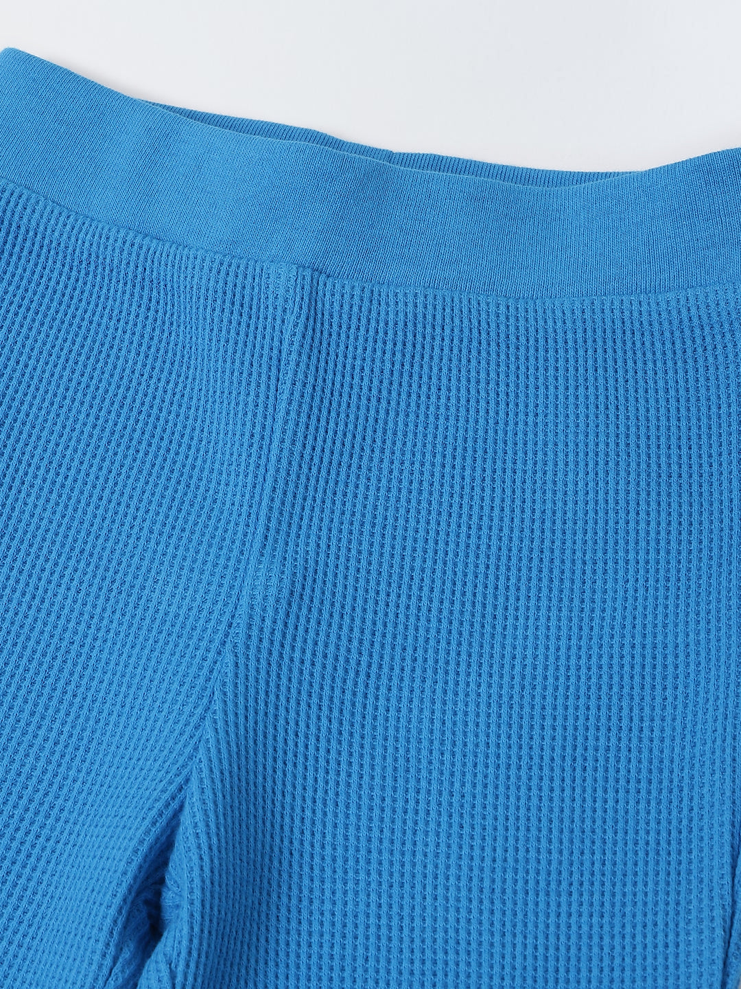 Spunkies Cotton Waffle Knit Solid Regular Casual Wear Set Infant Full Sleeve Blue Soft Fabric