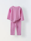 Spunkies Cotton Waffle Knit Solid Regular Casual Wear Set Infant Full Sleeve Lavender Soft Fabric