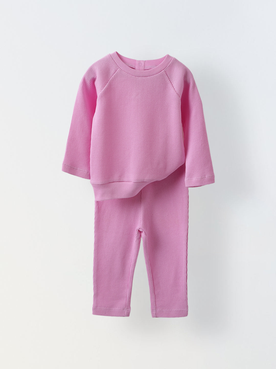 Spunkies Cotton Waffle Knit Solid Regular Casual Wear Set Infant Full Sleeve Lavender Soft Fabric