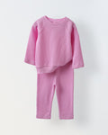 Spunkies Cotton Waffle Knit Solid Regular Casual Wear Set Infant Full Sleeve Lavender Soft Fabric