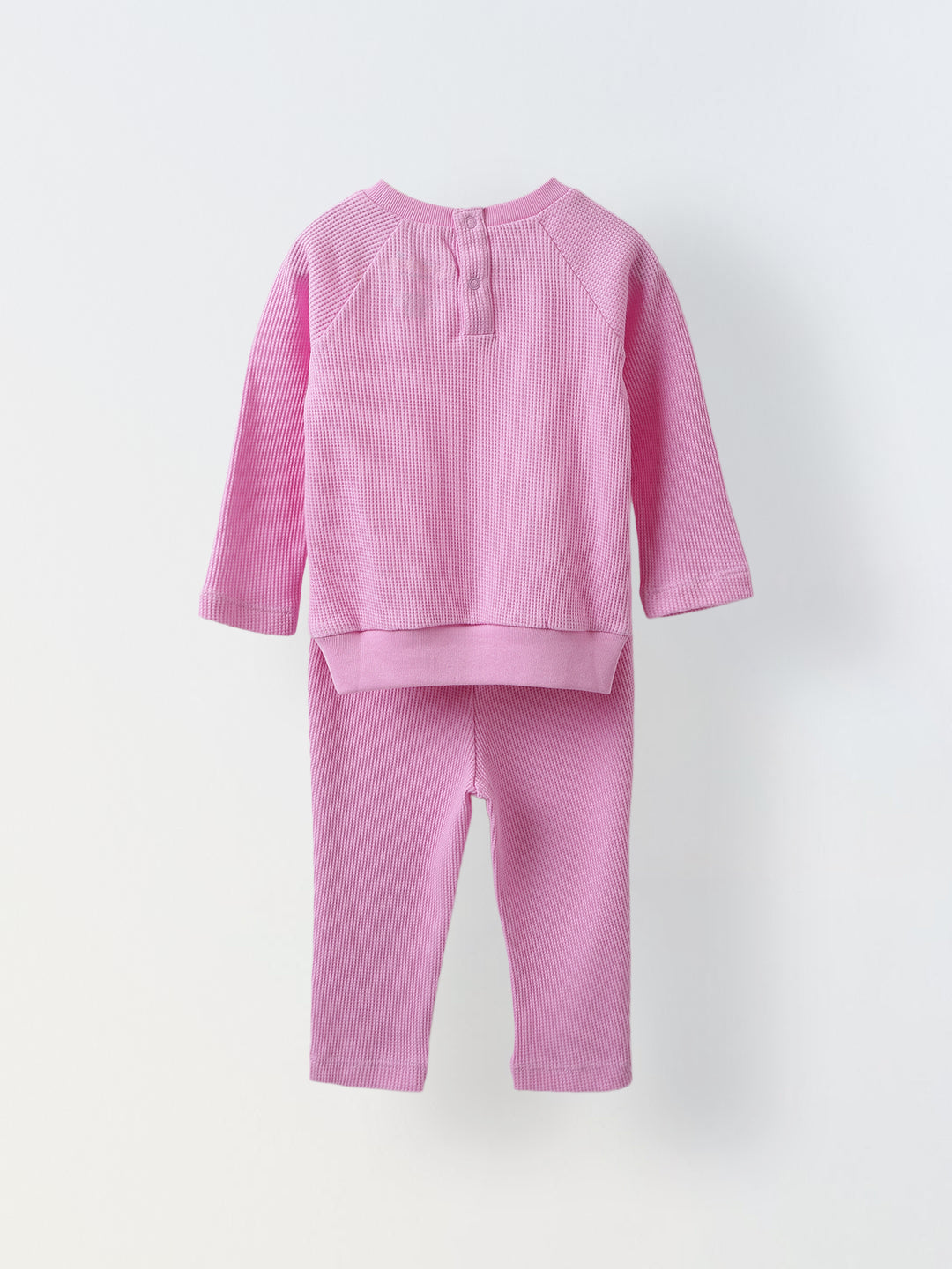 Spunkies Cotton Waffle Knit Solid Regular Casual Wear Set Infant Full Sleeve Lavender Soft Fabric