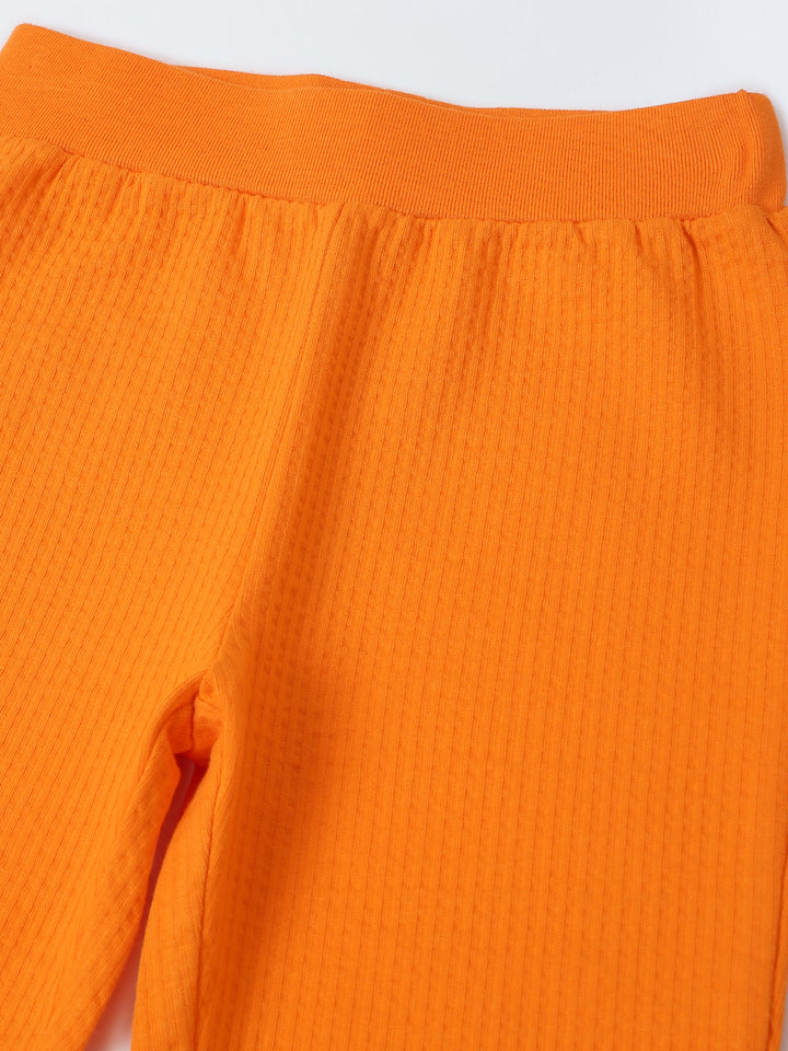 Spunkies Cotton Structure Jersey Knit Solid Regular Casual Wear Set Infant Full Sleeve Orange Soft Fabric