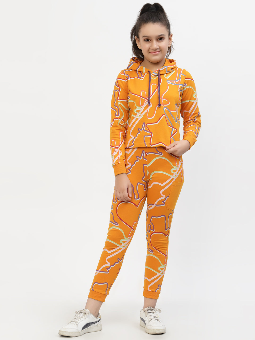 Combo of 2 Joggers Girls - Orange & Voilet Terry Cotton for Ultimate Comfort