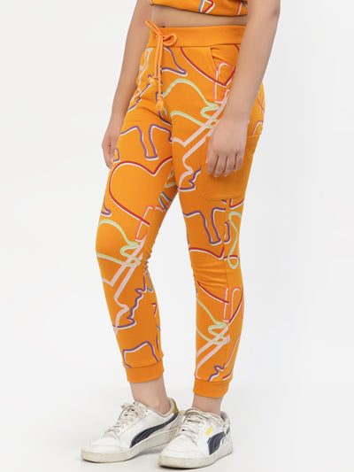 Combo of 2 Joggers Girls - Orange & Voilet Terry Cotton for Ultimate Comfort