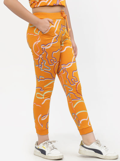 Combo of 2 Joggers Girls - Orange & Voilet Terry Cotton for Ultimate Comfort