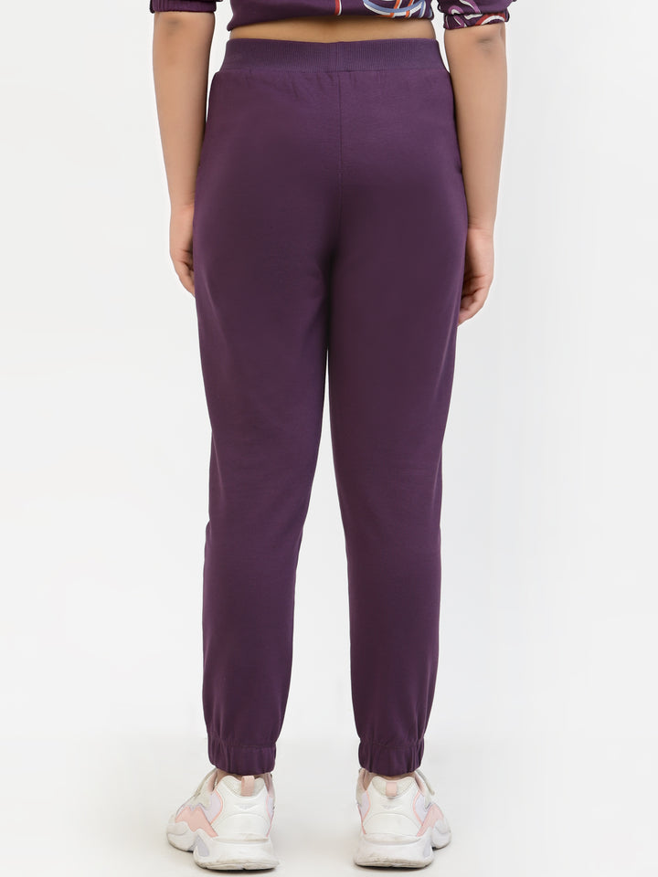 Combo of 2 Joggers Girls - Orange & Voilet Terry Cotton for Ultimate Comfort