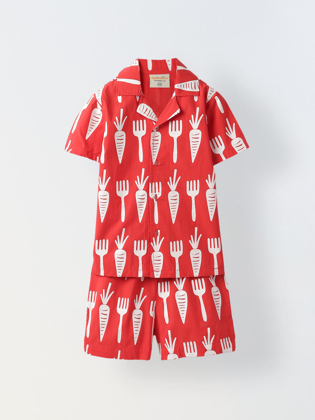 Red & White Cotton Printed Shirt for boys