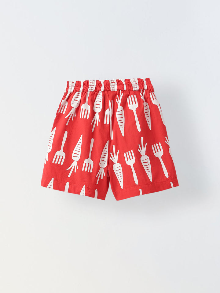 Red & White Cotton Printed Shirt for boys