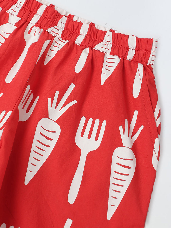 Red & White Cotton Printed Shirt for boys