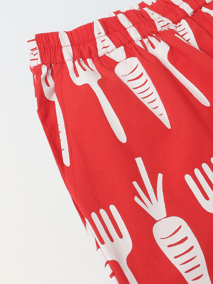 Red & White Cotton Printed Shirt for boys
