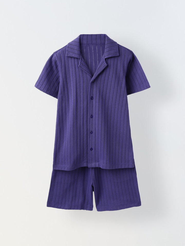 Blue Ribbed Co-Ord Set -Boy