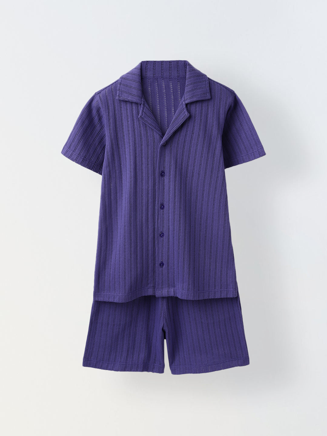 Summer Cotton Structured Fabric Boys Shirt Set
