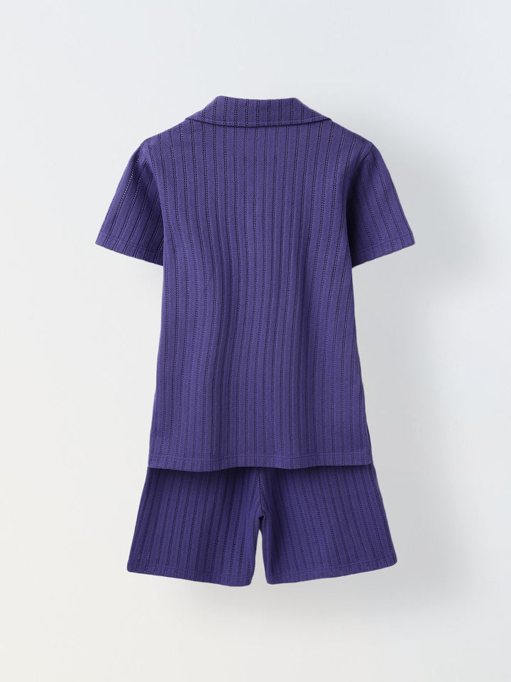 Blue Ribbed Co-Ord Set -Boy