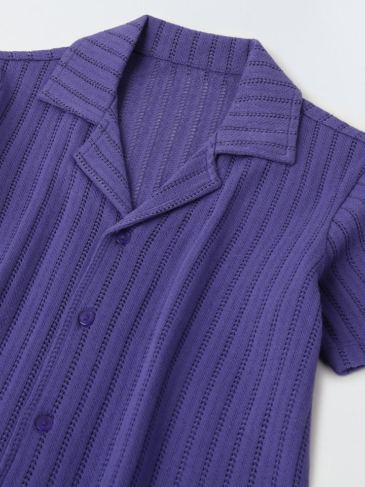 Blue Ribbed Co-Ord Set -Boy