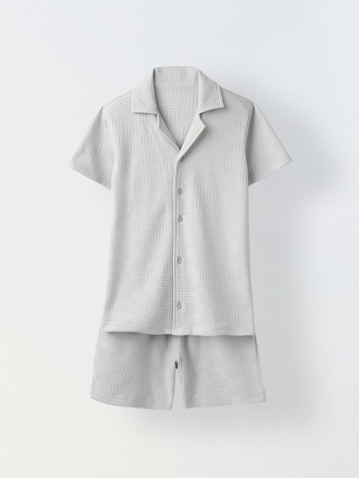 Light Grey Textured Co-Ord Set-Boy