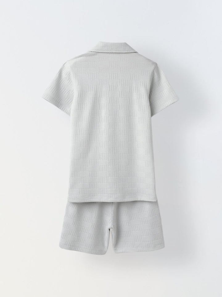 Light Grey Textured Co-Ord Set-Boy