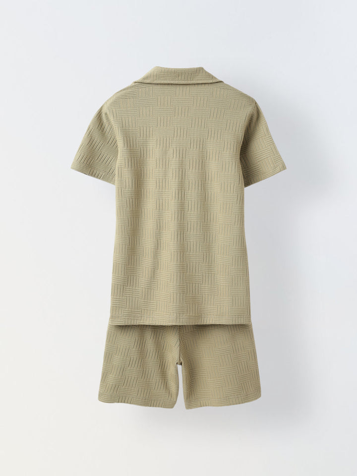 Beige Textured Co-Ord Set-Boy