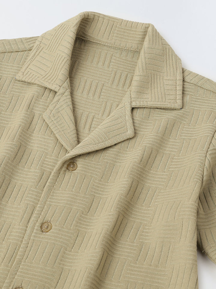 Beige Textured Co-Ord Set-Boy