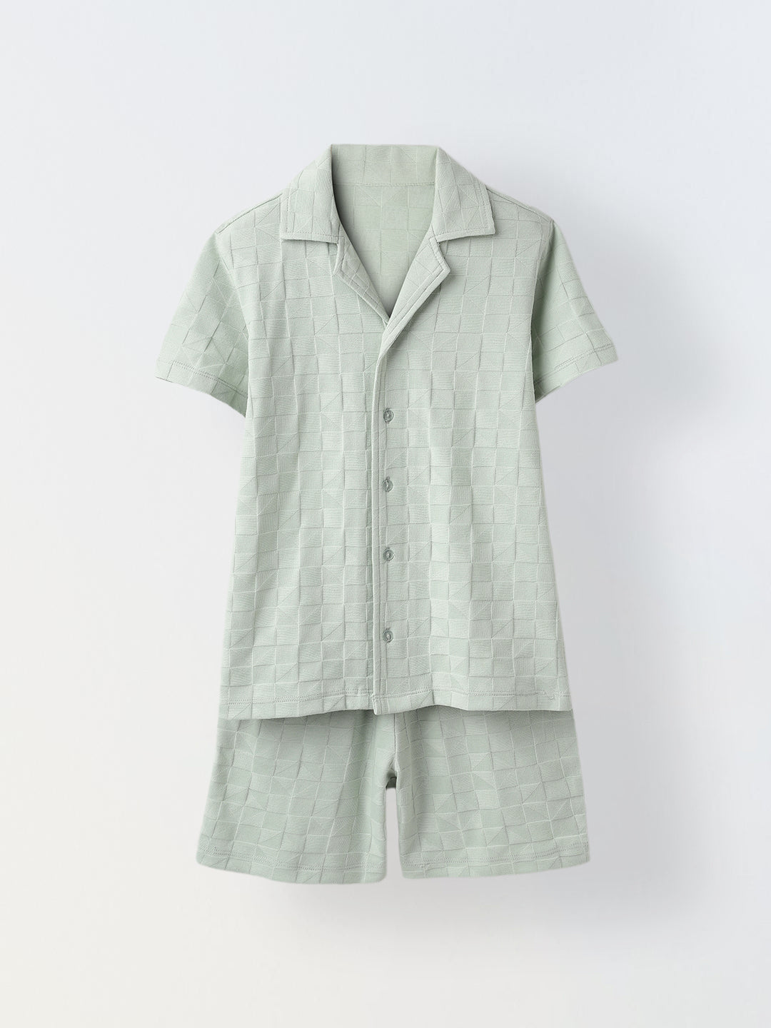Summer Cotton Structured Fabric Boys Shirt Set
