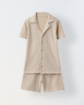 Summer Cotton Structured Fabric Boys Shirt Set