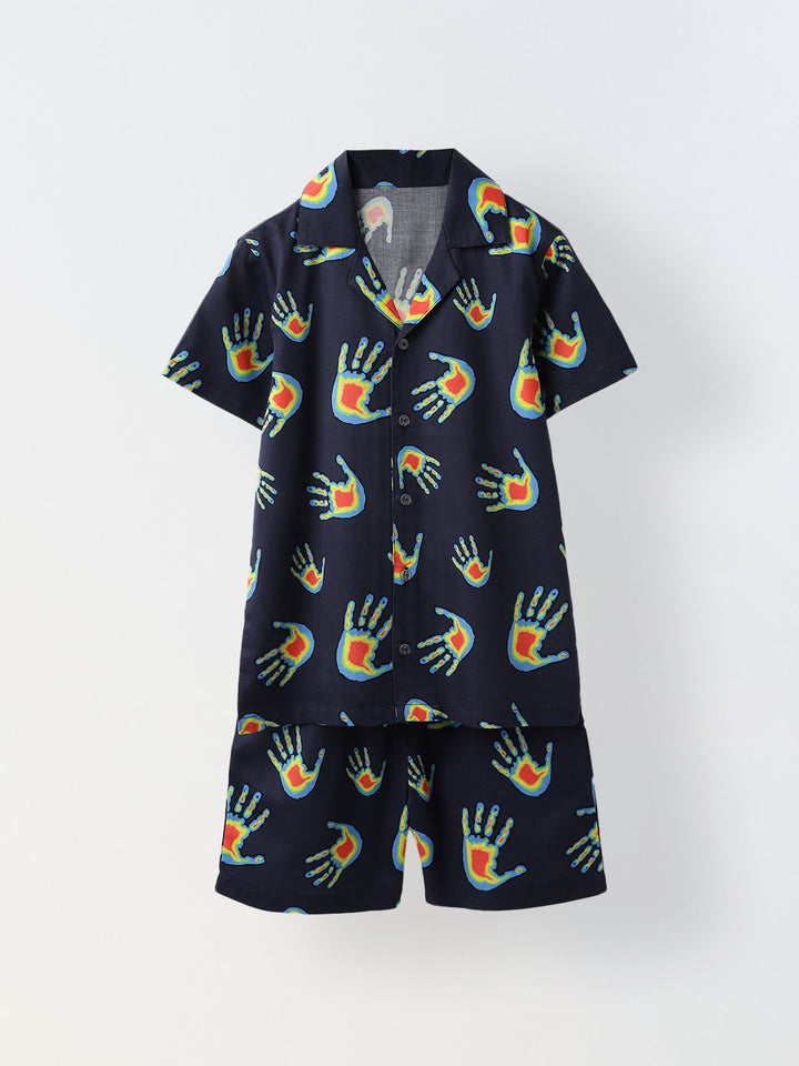 Navy Handprint Co-Ord Set-Boy