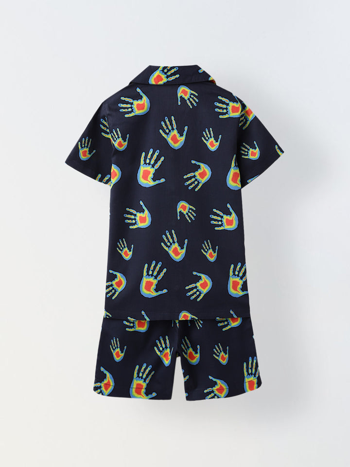Navy Handprint Co-Ord Set-Boy
