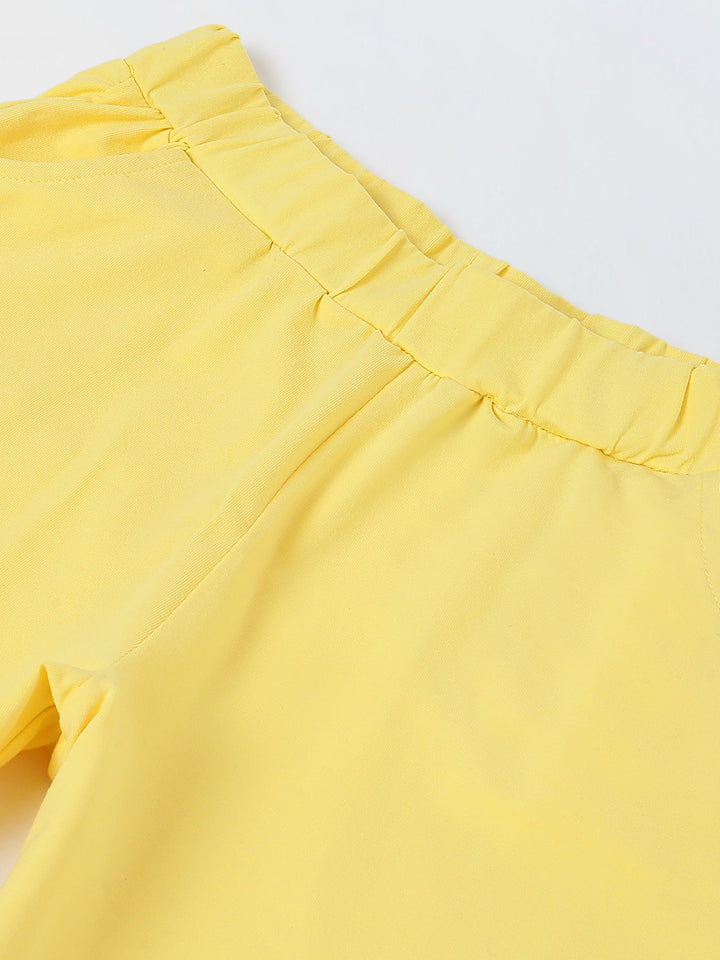 Spunkies Boys Yellow Solid Collared Short Sleeves Polo T-Shirt and Shorts Set