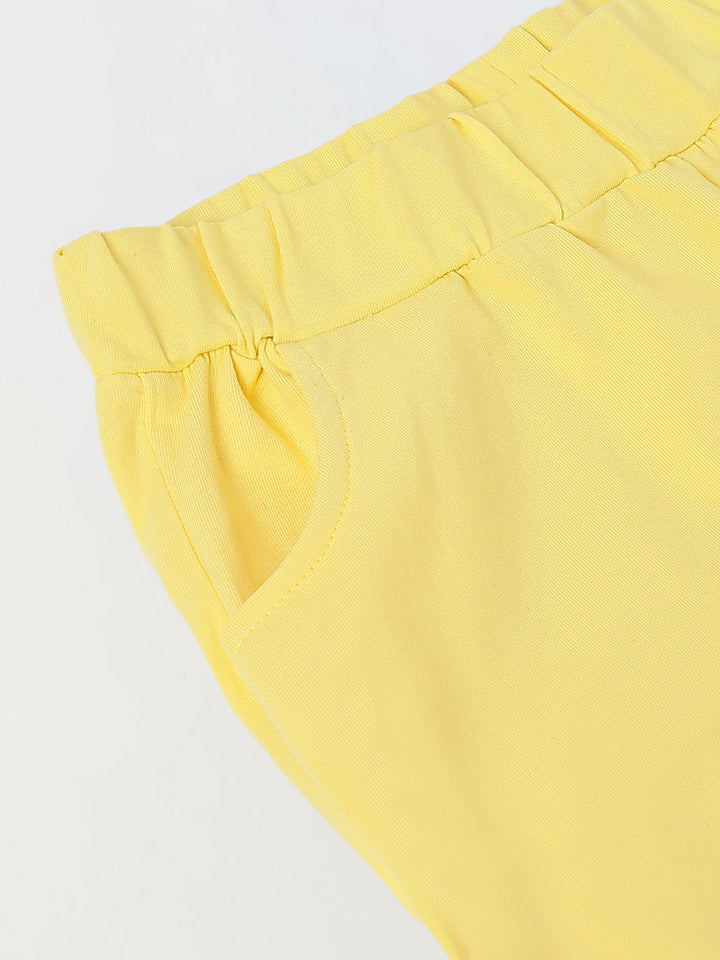 Spunkies Boys Yellow Solid Collared Short Sleeves Polo T-Shirt and Shorts Set