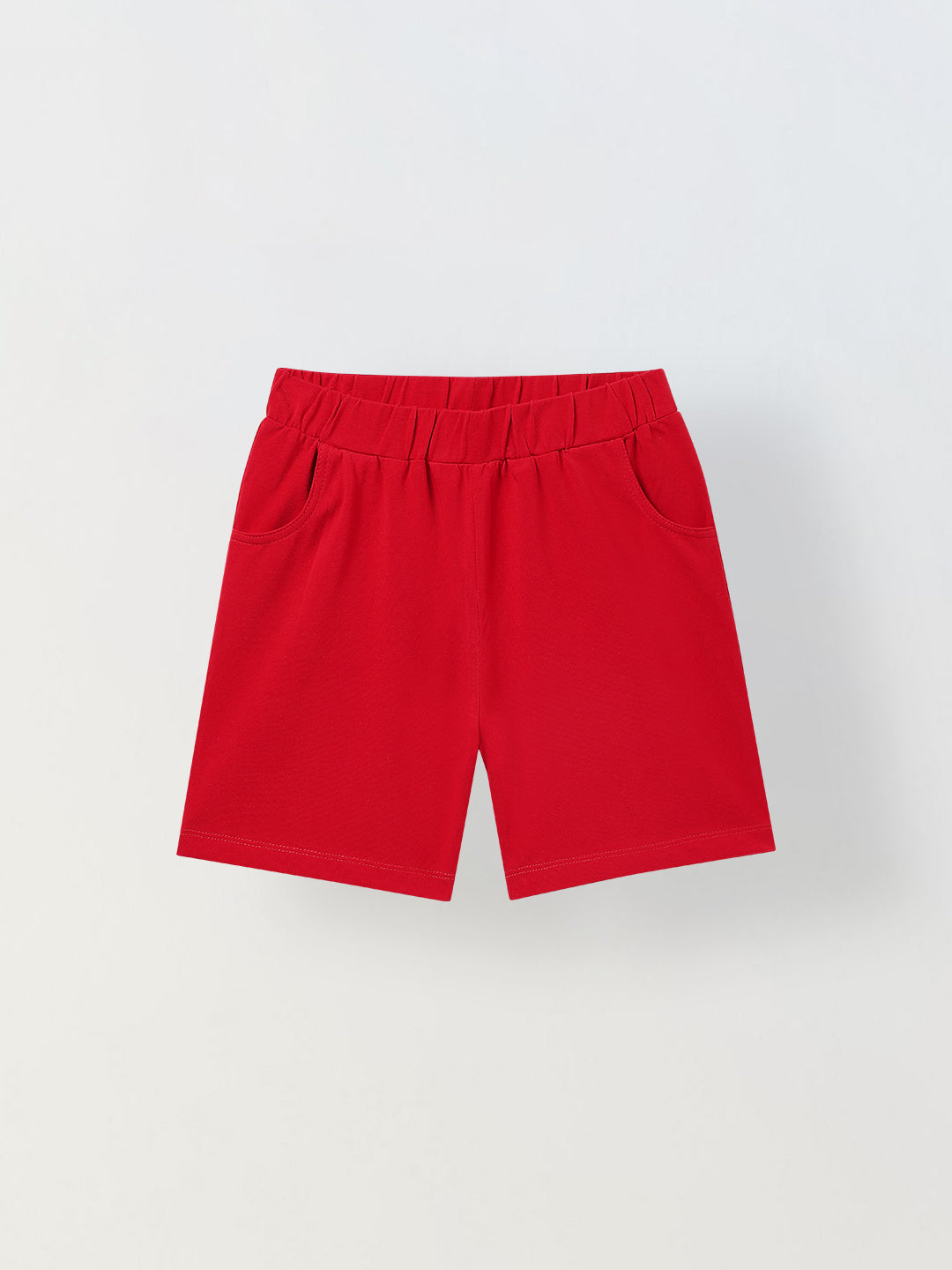 Spunkies Boys Red Solid Collared Short Sleeves Polo T-Shirt and Shorts Set