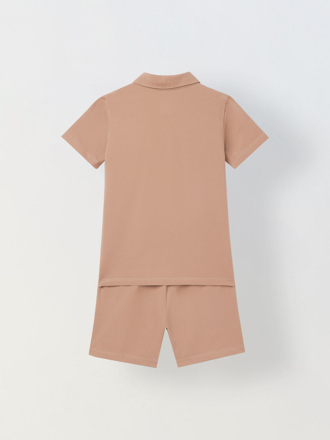 Spunkies Boys Brown Solid Collared Short Sleeves Polo T-Shirt and Shorts Set