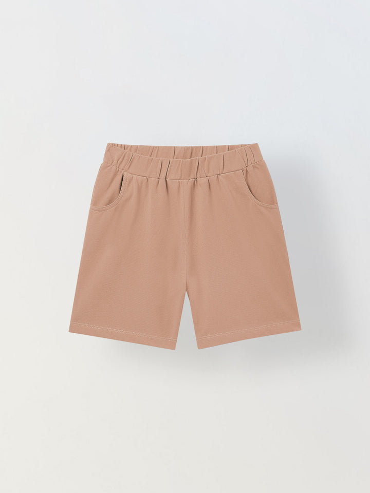 Spunkies Boys Brown Solid Collared Short Sleeves Polo T-Shirt and Shorts Set
