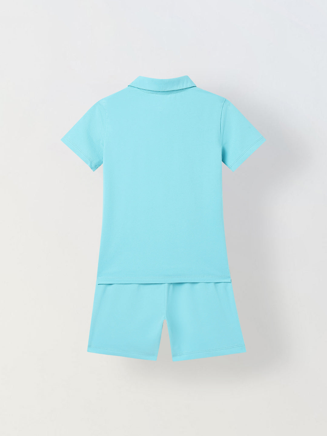 Spunkies Boys Aqua Solid Collared Short Sleeves Polo T-Shirt and Shorts Set