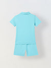 Spunkies Boys Aqua Solid Collared Short Sleeves Polo T-Shirt and Shorts Set