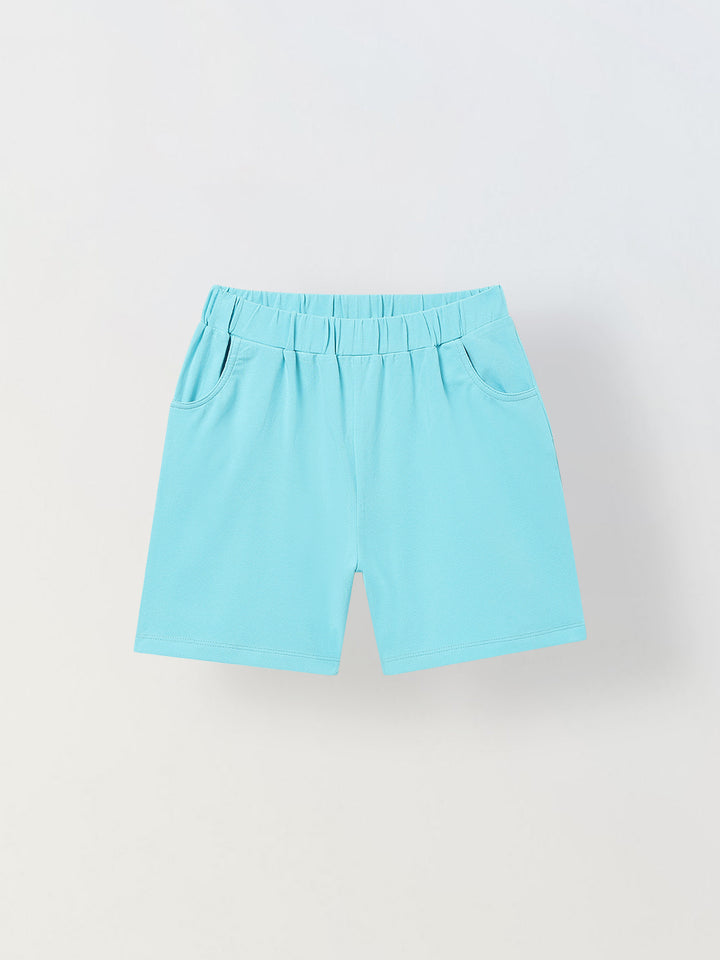 Spunkies Boys Aqua Solid Collared Short Sleeves Polo T-Shirt and Shorts Set