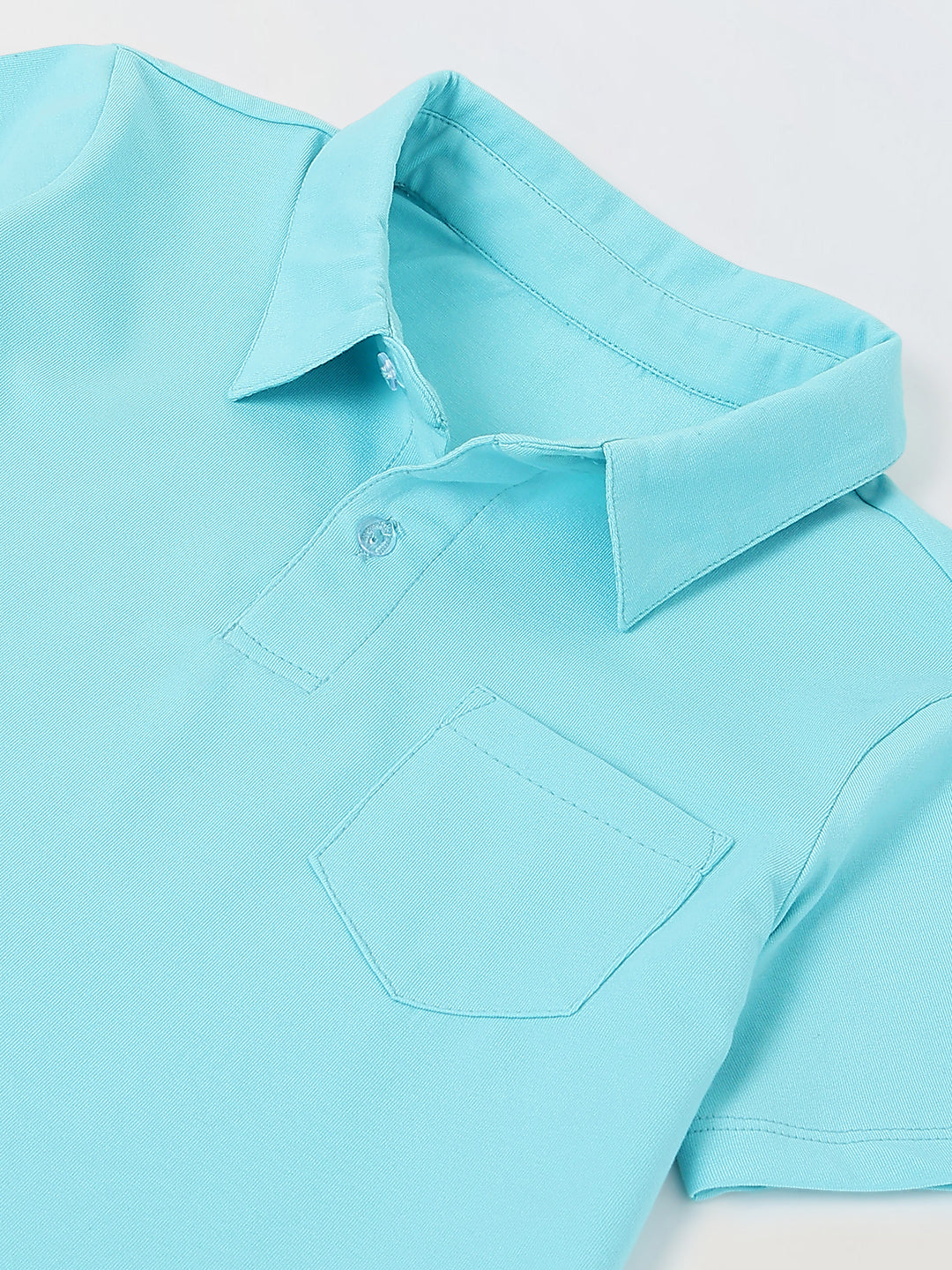 Spunkies Boys Aqua Solid Collared Short Sleeves Polo T-Shirt and Shorts Set