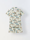 Off White Dachshund Print Cotton Co-Ord Set For Boy