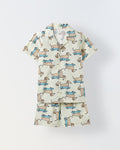Off White Dachshund Print Cotton Co-Ord Set For Boy