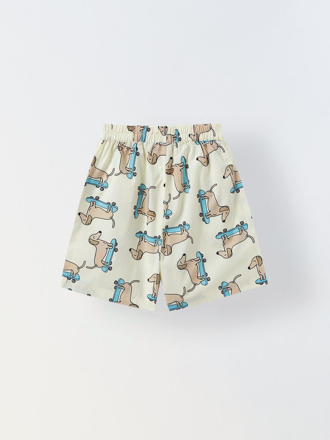 Off White Dachshund Print Cotton Co-Ord Set For Boy