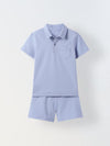 Blue Heron Cotton Collar Neck Co Ord Set For Boys