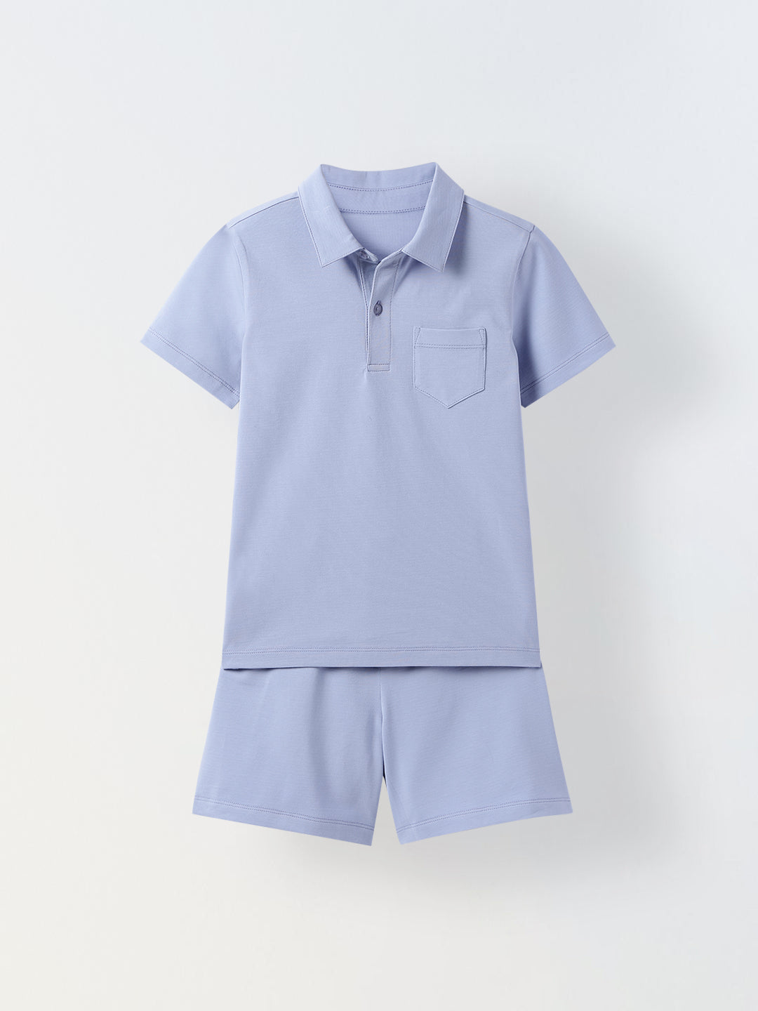 Blue Heron Cotton Collar Neck Co Ord Set For Boys