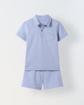 Blue Heron Cotton Collar Neck Co Ord Set For Boys