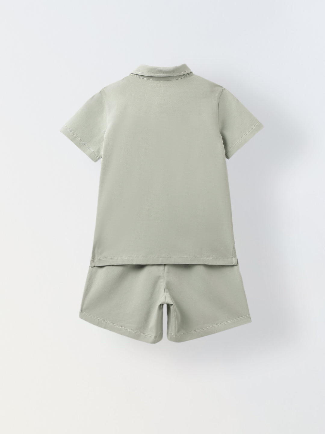 Mineral Grey Cotton Collar Neck Co-Ord Set For Boys