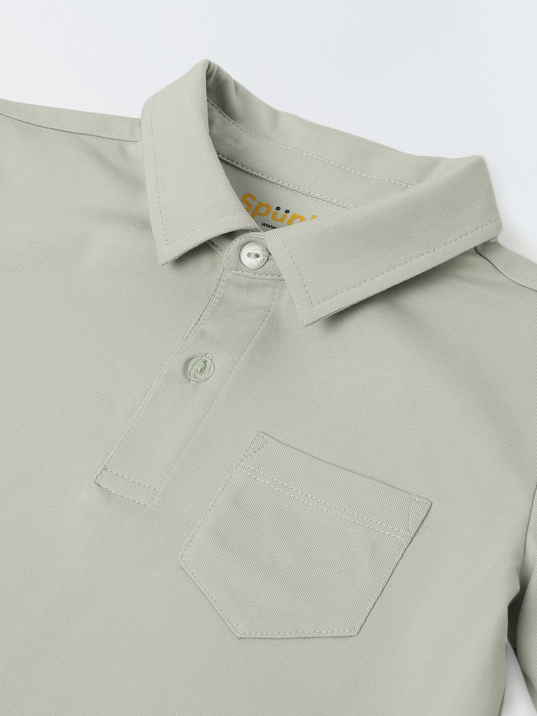 Mineral Grey Cotton Collar Neck Co-Ord Set For Boys